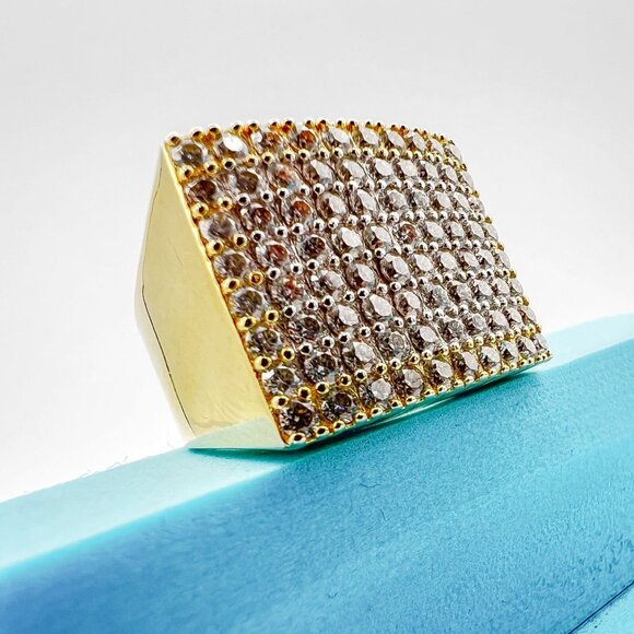 925 Sterling Sliver Moissanite Designer Rectangle Ring, 3.981ctw VVS Stones Hip - Picture 4 of 7